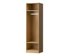 Oikiture Open Wardrobe Shelf Unit Clothes Storage 3 Drawers Hanging Rail Natural