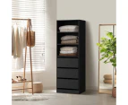 Oikiture Wardrobe Shelf Unit Clothes Storage Cabinet 3 Drawers Organizer Black