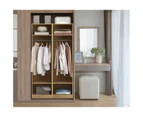 Oikiture Open Wardrobe Shelf Unit Clothes Storage 3 Drawers Hanging Rail Natural