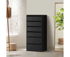 Oikiture Wardrobe Shelf Unit 6 Chest of Drawers Clothes Storage Cabinet Black