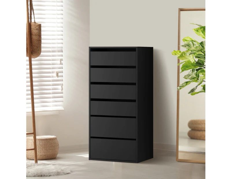 Oikiture Wardrobe Shelf Unit 6 Chest of Drawers Clothes Storage Cabinet Black