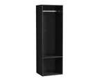 Oikiture Open Wardrobe Shelf Unit Clothes Storage 2 Shelves Hanging Rail Black