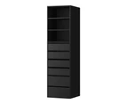 Oikiture Wardrobe Storage Cabinet Shelf Unit Clothes 3 Shelves 6 Drawers Black