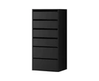 Oikiture Wardrobe Shelf Unit 6 Chest of Drawers Clothes Storage Cabinet Black