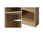 Oikiture Open Wardrobe Shelf Unit Clothes Storage 3 Drawers Hanging Rail Natural