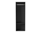 Oikiture Open Wardrobe Shelf Unit Clothes Storage 2 Shelves Hanging Rail Black