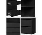 Oikiture Wardrobe Storage Cabinet Shelf Unit Clothes 3 Shelves 6 Drawers Black