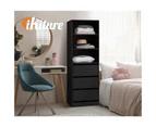 Oikiture Wardrobe Shelf Unit Clothes Storage Cabinet 3 Drawers Organizer Black