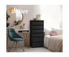 Oikiture Wardrobe Shelf Unit 6 Chest of Drawers Clothes Storage Cabinet Black