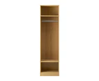 Oikiture Open Wardrobe Shelf Unit Clothes Storage 3 Drawers Hanging Rail Natural