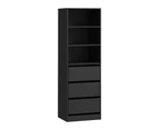 Oikiture Wardrobe Shelf Unit Clothes Storage Cabinet 3 Drawers Organizer Black