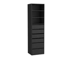 Oikiture Wardrobe Storage Cabinet Shelf Unit Clothes 3 Shelves 6 Drawers Black