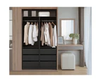 Oikiture Open Wardrobe Shelf Unit Clothes Storage 3 Drawers Hanging Rail Black