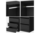 Oikiture Open Wardrobe Shelf Unit Clothes Storage 3 Drawers Hanging Rail Black