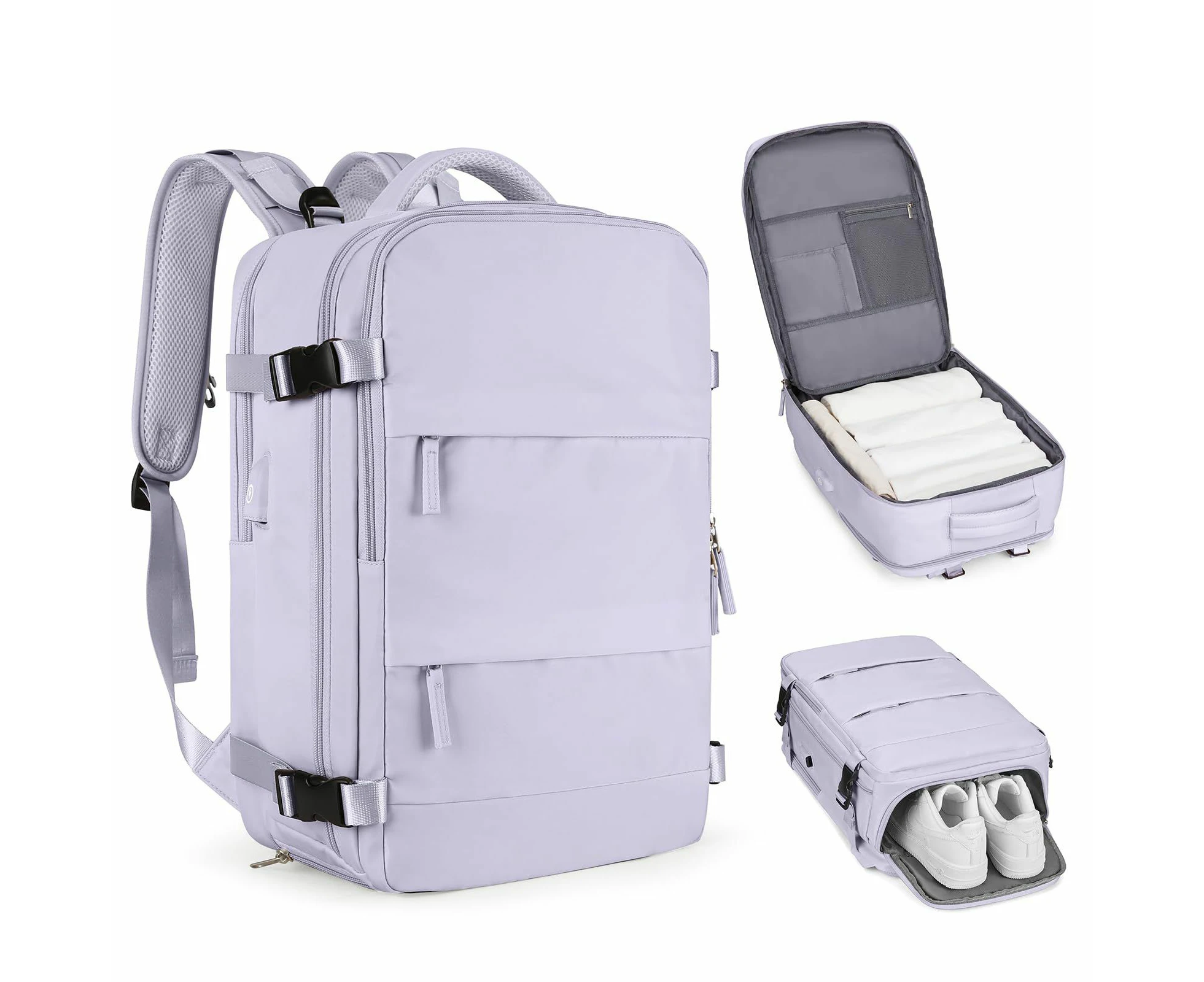 Travel Backpack with Shoe Compartment for Women Men  Waterproof Sports Luggage Computer Backpack Casual Daypack(Purple)