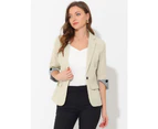 Allegra K Notched Lapel 3/4 Sleeve Work Formal Blazer