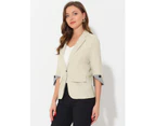 Allegra K Notched Lapel 3/4 Sleeve Work Formal Blazer