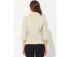 Allegra K Notched Lapel 3/4 Sleeve Work Formal Blazer