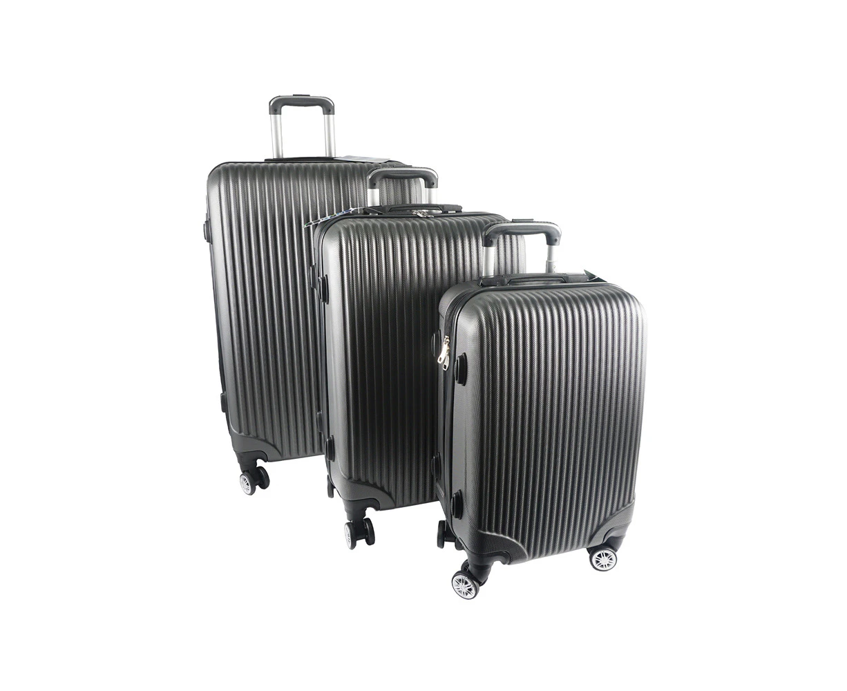 3pc Jemark Sky High Hard Case Travel Suitcase Luggage Bag Lightweight Charcoal