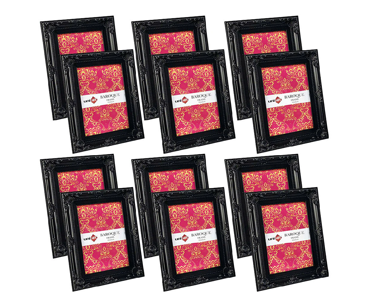 12x Unigift 13x18cm Baroque Photo Frame Picture Holder Home/Office Decor Black