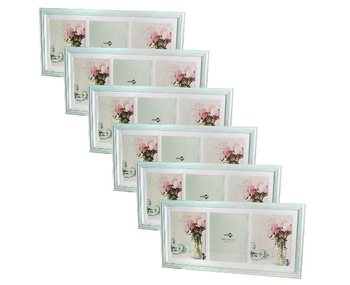 6x Unigift 3 Photo 67x30 Provincial Vintage Rectangle Photo/Picture Frame Blue