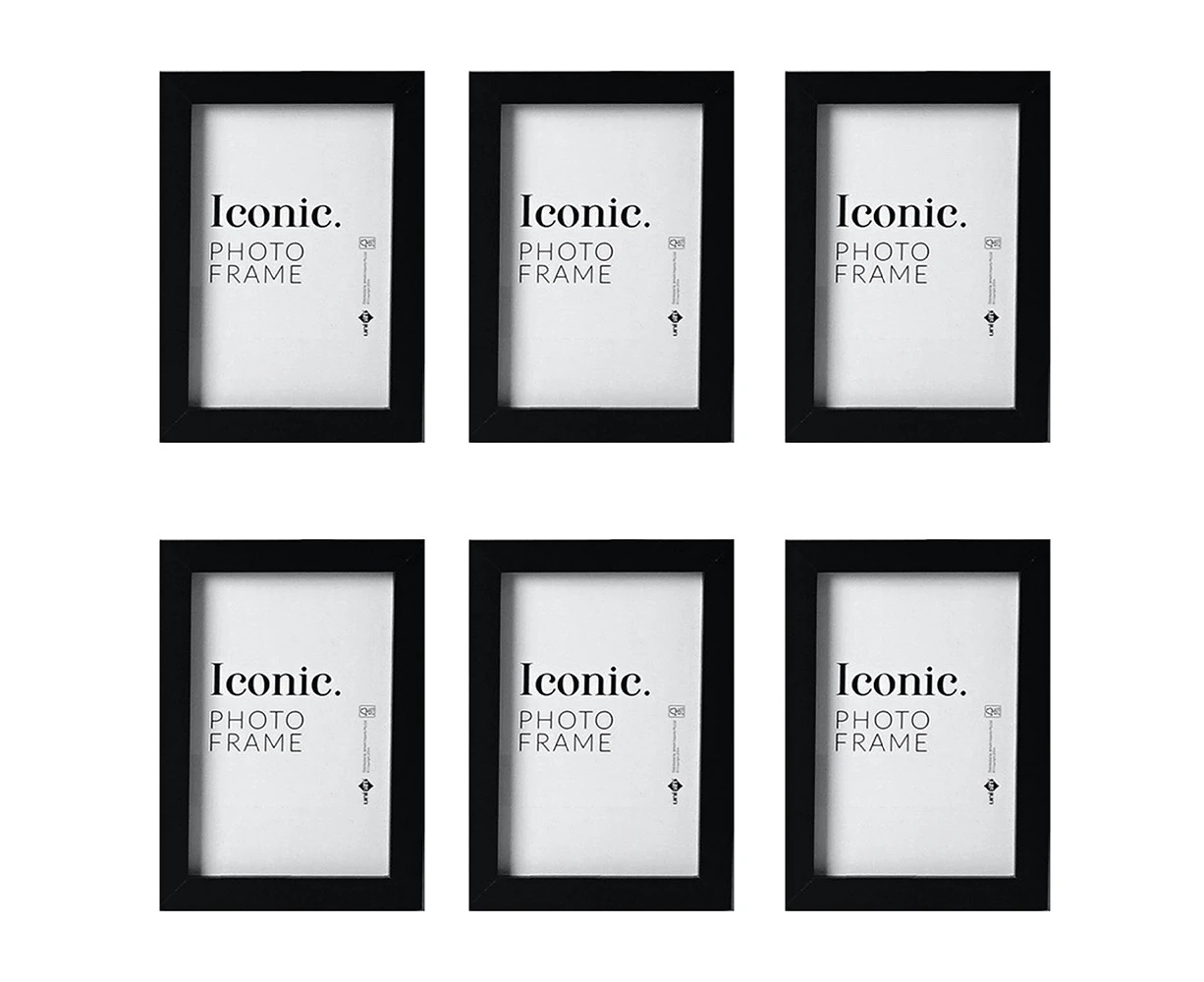 6x Unigift A4 Iconic MDF Glass Photo Frame Picture Holder Home Decor Black