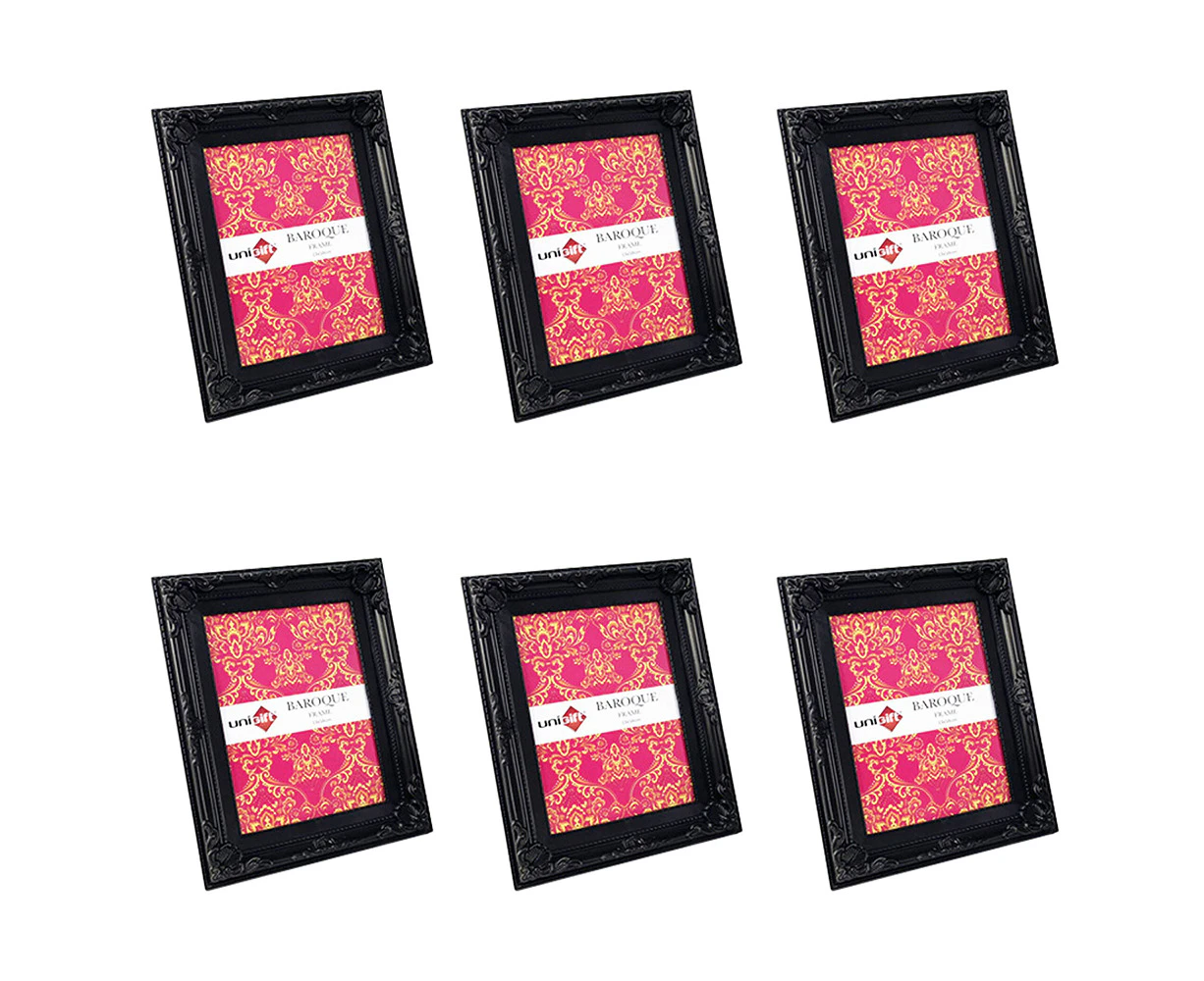 6x Unigift 13x18cm Baroque Photo Frame Picture Holder Home/Office Decor Black