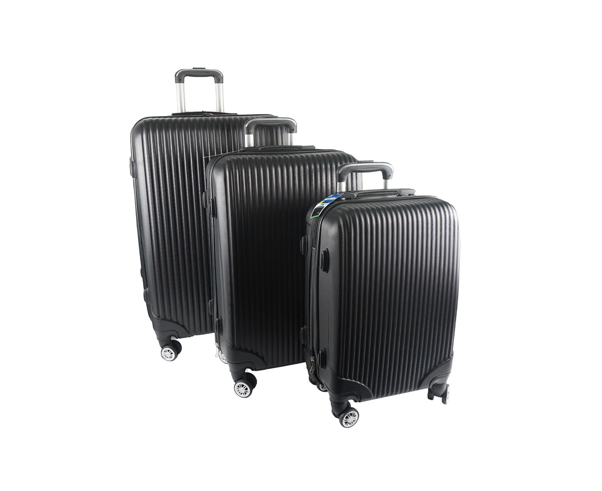 3pc Jemark Sky High Hard Case Travel Suitcase Luggage Bag Lightweight Black