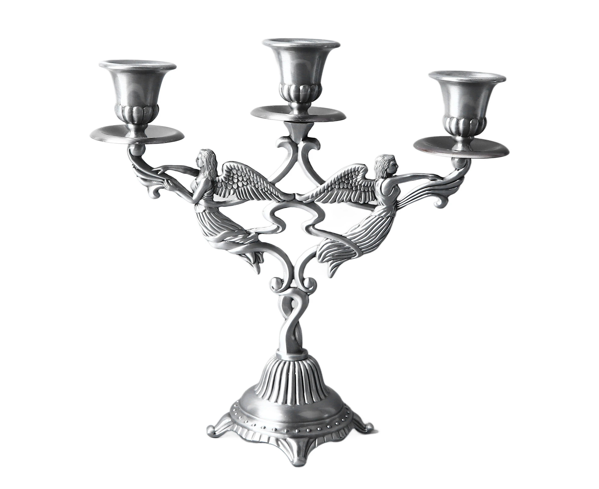 UPPFA Metal Candelabra Antique Design 3 Arms Elegant Colorfast Stable Wide Base Taper Candle Holder for Party Wedding Banquet