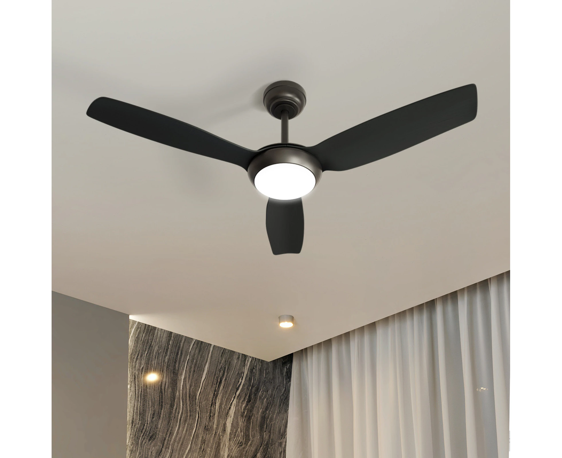 Vevare 52" Ceiling Fan DC Motor With Light Remote Control 5 Speed Fans Black