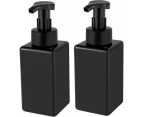 Foaming Soap Dispenser, 15oz Refillable Pump Bottle Plastic for Liquid Soap, Shampoo, Body Wash, 2 Pcs, Black