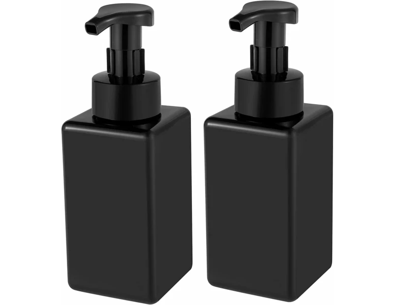 Foaming Soap Dispenser, 15oz Refillable Pump Bottle Plastic for Liquid Soap, Shampoo, Body Wash, 2 Pcs, Black