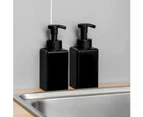 Foaming Soap Dispenser, 15oz Refillable Pump Bottle Plastic for Liquid Soap, Shampoo, Body Wash, 2 Pcs, Black