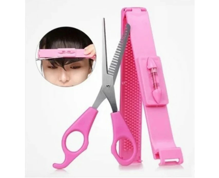 Fringe Cut Tool Kit Scissors + Clipper Comb Guide Ruler Styling Hair Bang Styles