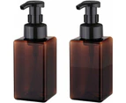 Foaming Soap Dispenser, 450ml (15oz) Refillable Pump Bottle for Liquid Soap, Shampoo, Body Wash (2 Pcs) (Brown)