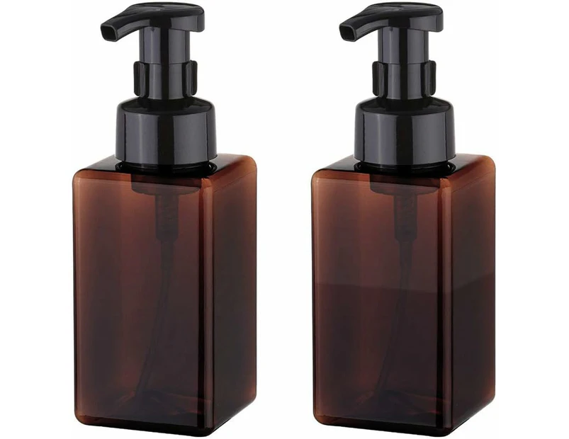 Foaming Soap Dispenser, 450ml (15oz) Refillable Pump Bottle for Liquid Soap, Shampoo, Body Wash (2 Pcs) (Brown)