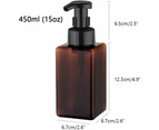 Foaming Soap Dispenser, 450ml (15oz) Refillable Pump Bottle for Liquid Soap, Shampoo, Body Wash (2 Pcs) (Brown)