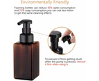 Foaming Soap Dispenser, 450ml (15oz) Refillable Pump Bottle for Liquid Soap, Shampoo, Body Wash (2 Pcs) (Brown)