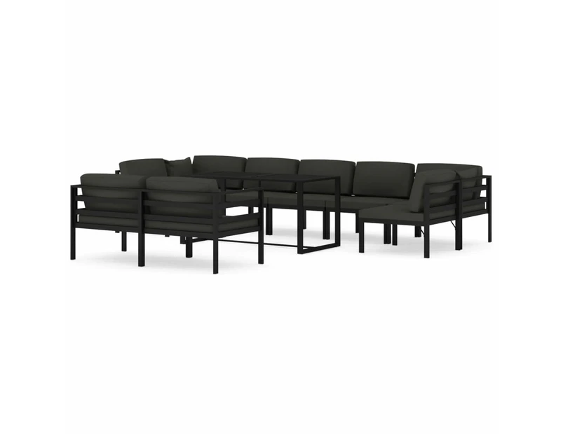 vidaXL 10 Piece Garden Lounge Set with Cushions Aluminium Anthracite