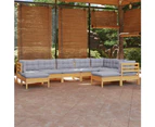 vidaXL 9 Piece Garden Lounge Set with Grey Cushions Solid Pinewood