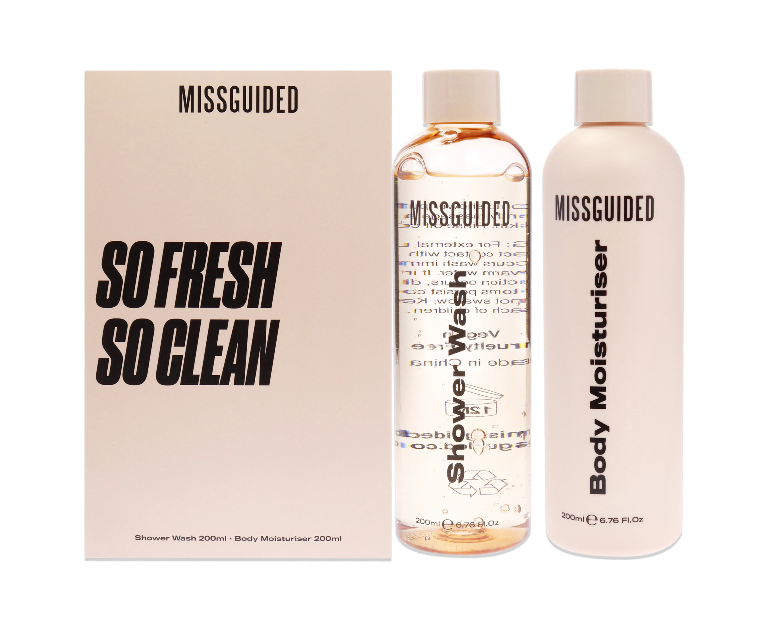 So Fresh So Clean Set by Missguided for Women - 2 Pc 6.76oz Shawer Wash, 6.76oz Body Moisturizer