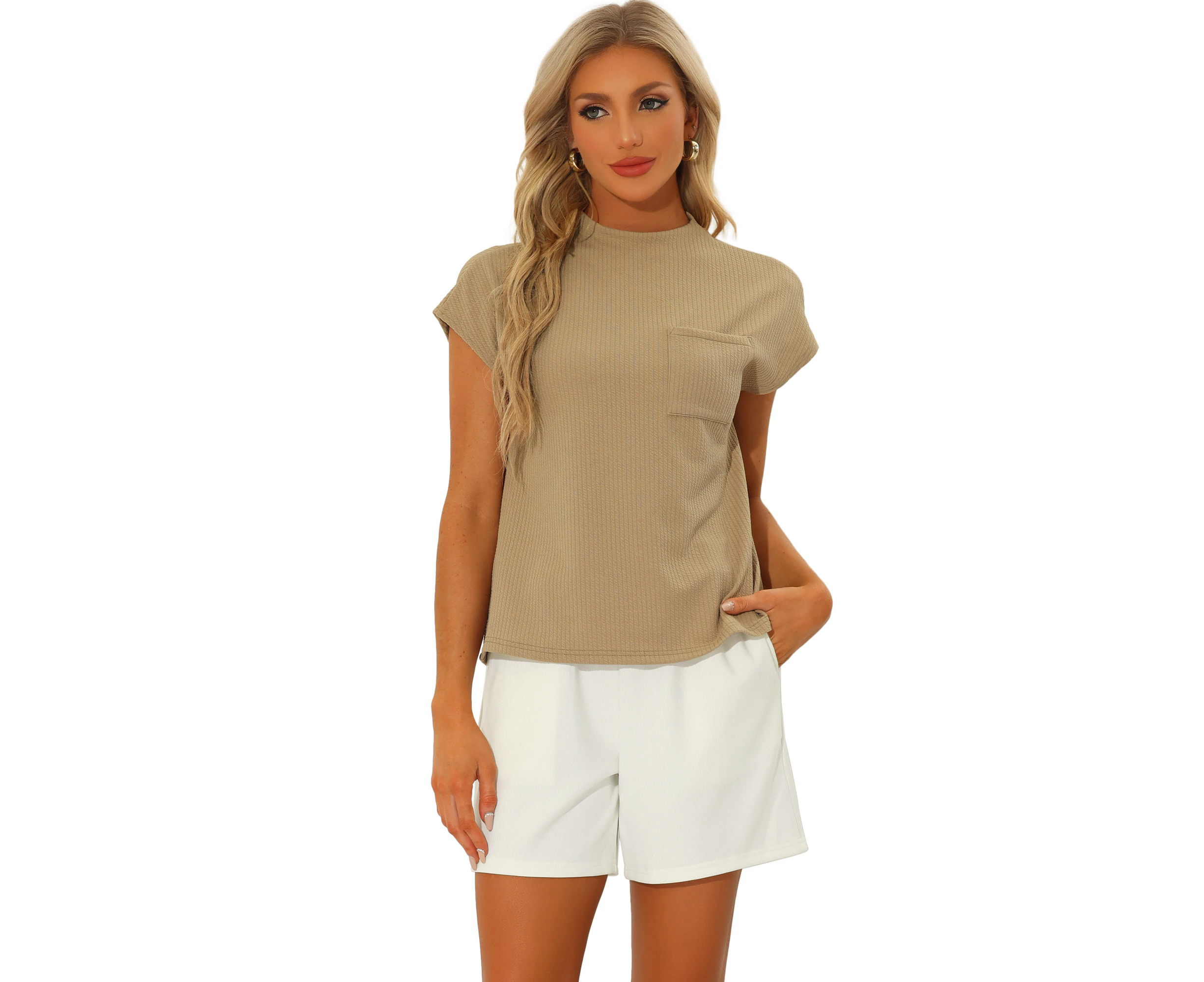 Allegra K 2 Pieces Outfits Loose Tops High Waisted Shorts Sets