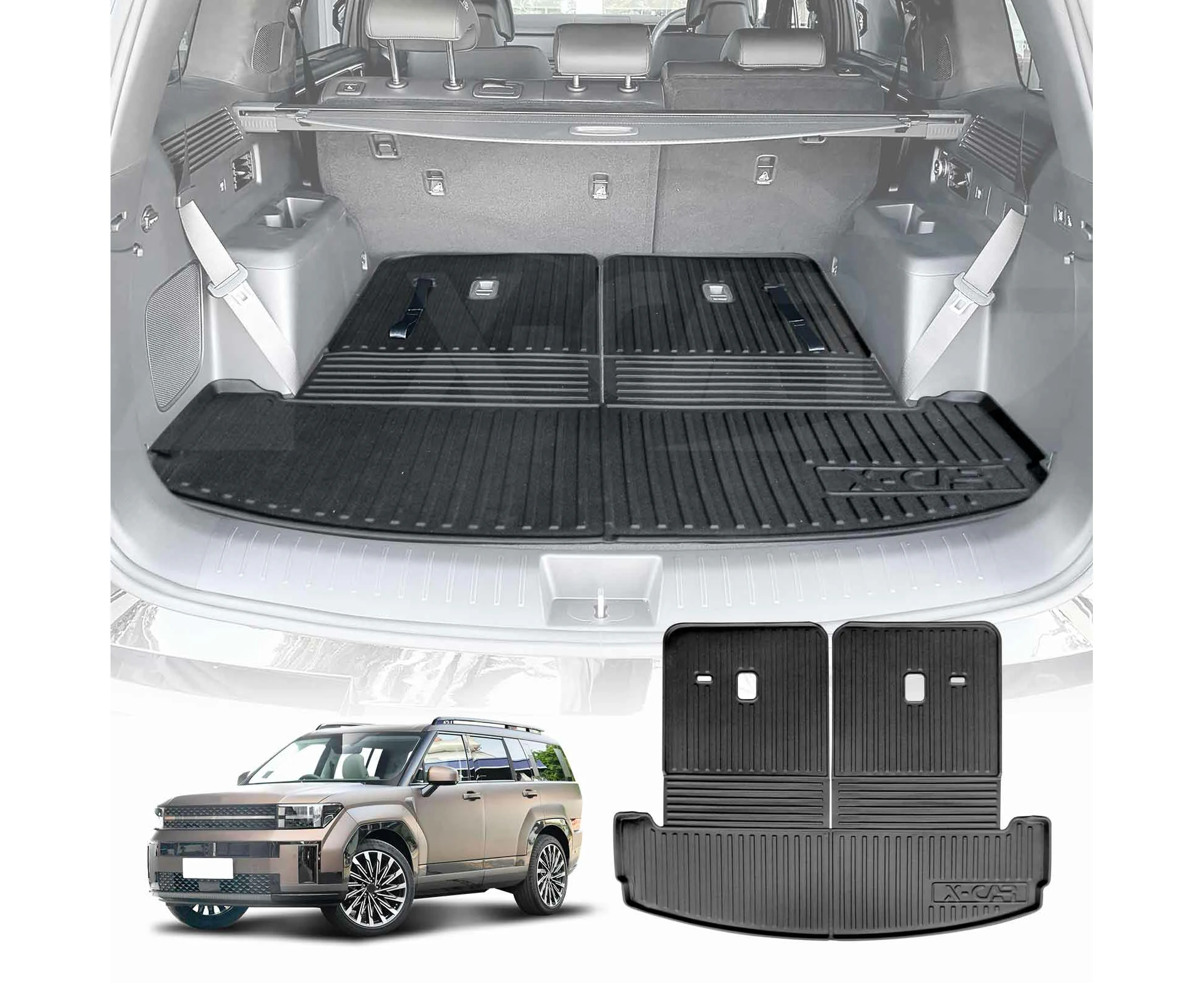 3D All Weather Boot Liner for Hyundai SantaFe Santa Fe 6/7 Seater 2024-2025 Heavy Duty Cargo Trunk Cover Mat Luggage Tray