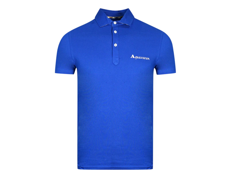 Aquascutum Mens QMP021 81 Polo Shirt Blue