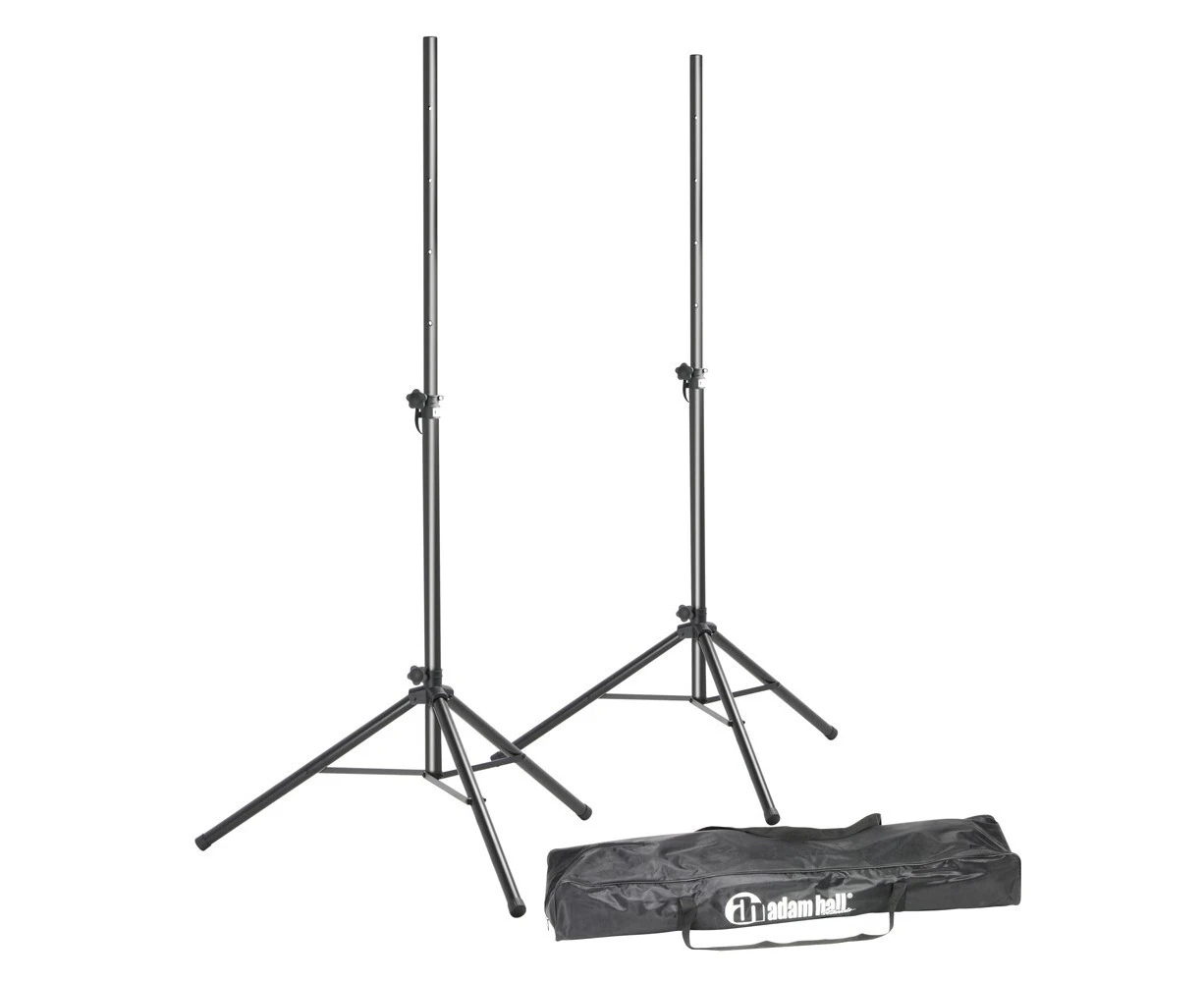 2pc Adam Hall SPS023SET Adjustable Aluminium Stand w/ Bag For Speaker Black