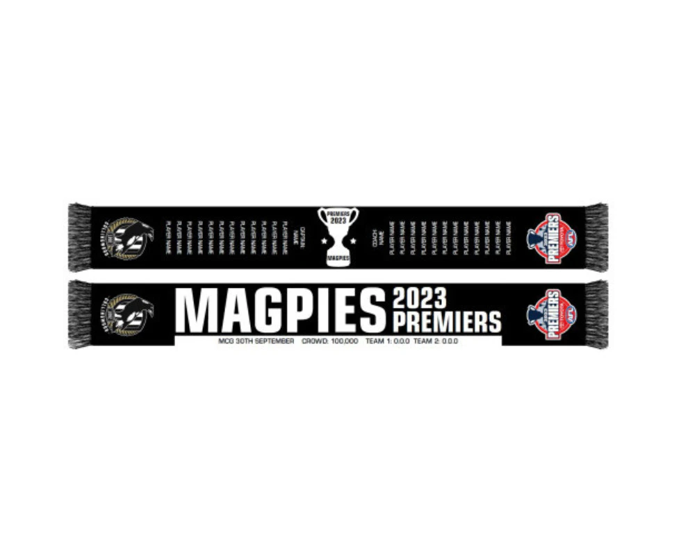 Collingwood Magpies 2023 Premiership Scarf