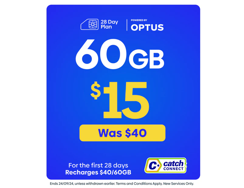 Catch Connect 28 Day Mobile Plan - 60GB