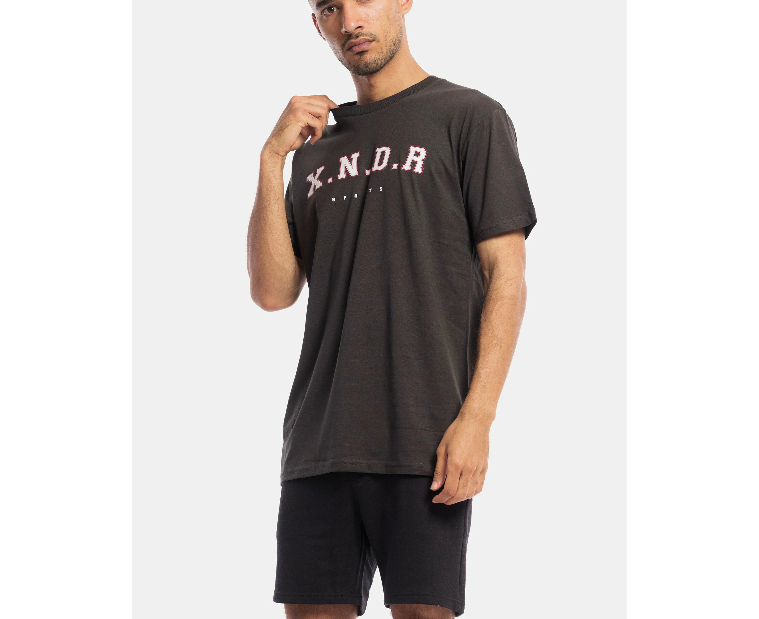 Xander Mens Heritage Fashion Varsity Tee - Charcoal