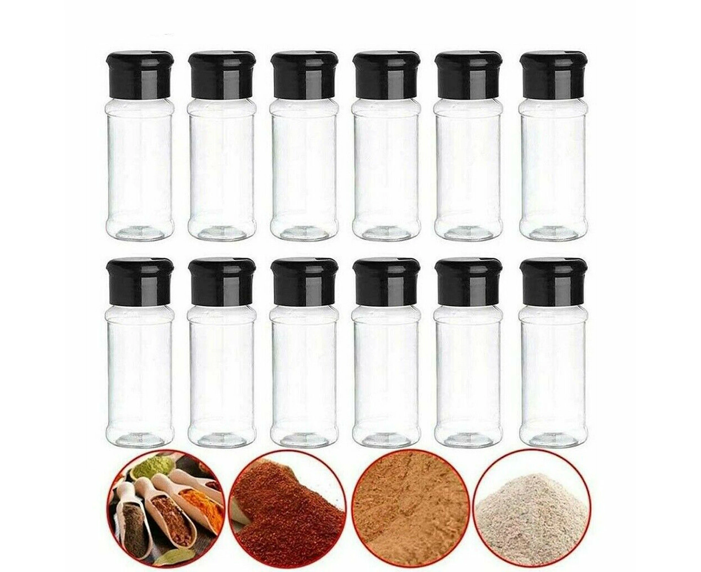 12PCS Clear Plastic Spice Bottles Jars Containers Shaker Lid Herb - 100ML