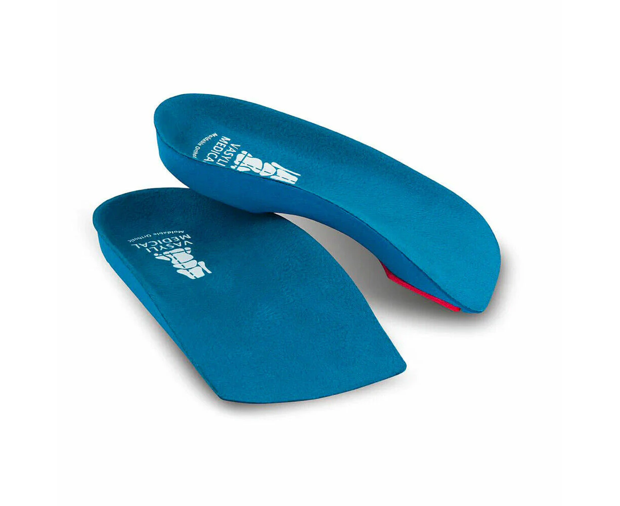 Vasyli 3/4 Length Orthotics Blue Medium Density Insole Pain Relief Plantar Fasciitis